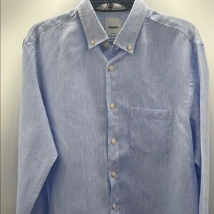Scappino Men's Linen Light Blue Long Sleeve Medium Shirt